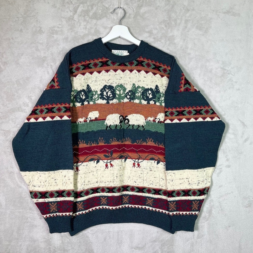 Blarney Woolen Mills Sweater Mens XL 100% Wool Knit Ireland Horned Sheep Ram NWT